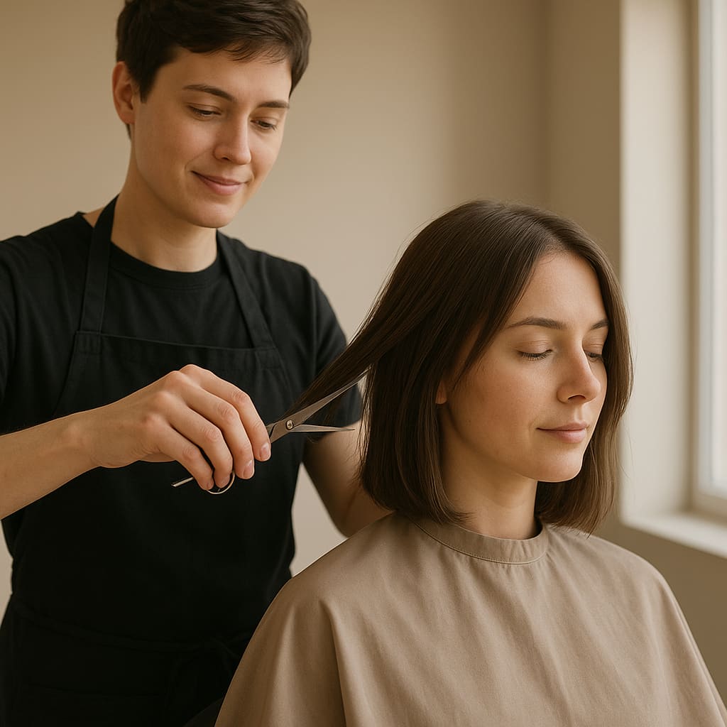 Damenhaarschnitt und Styling